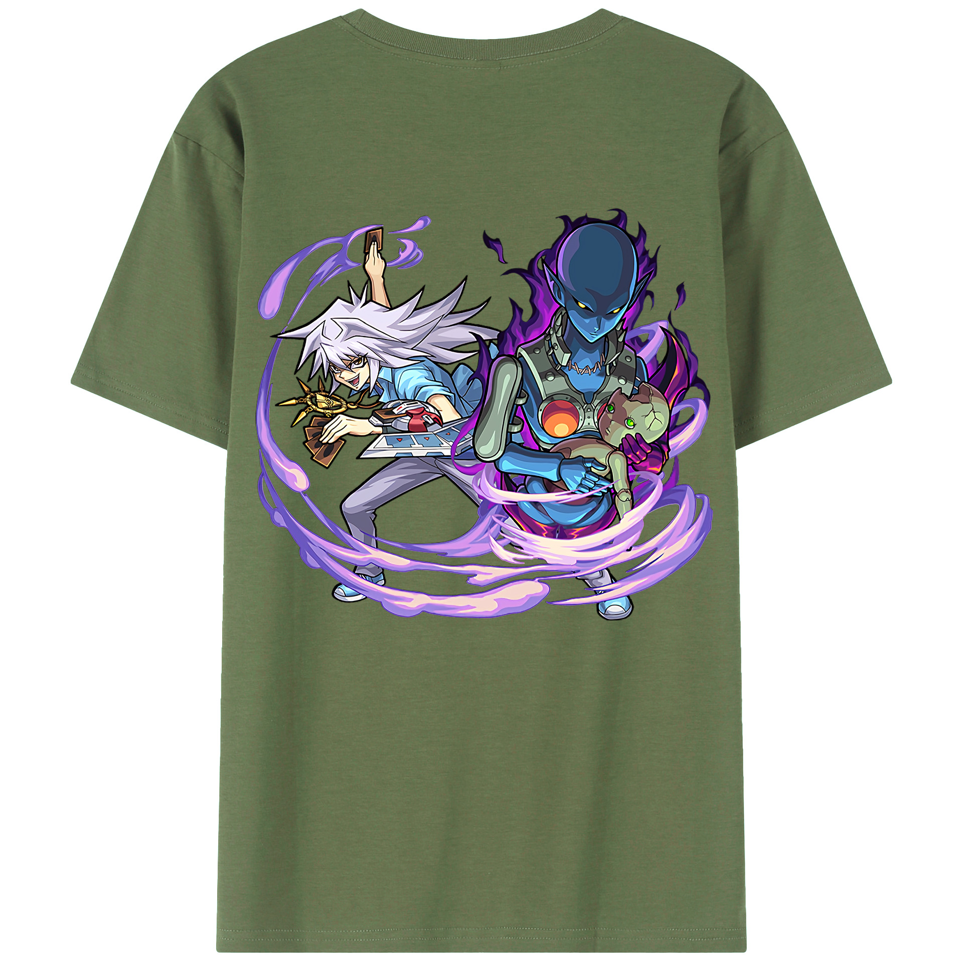 （画像用） 遊☆戯☆王 Yu-Gi-Oh! 綿100％ メンズ半袖Tシャツ（バックプリント） 通気性